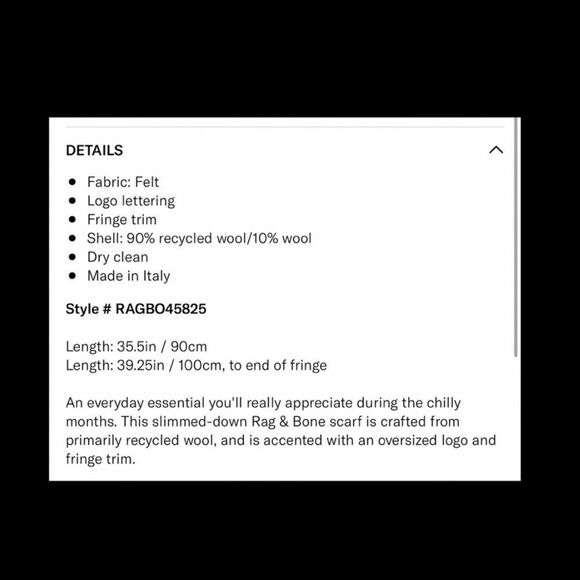 Rag & Bone Blue Logo Scarf. - Picture 5 of 6